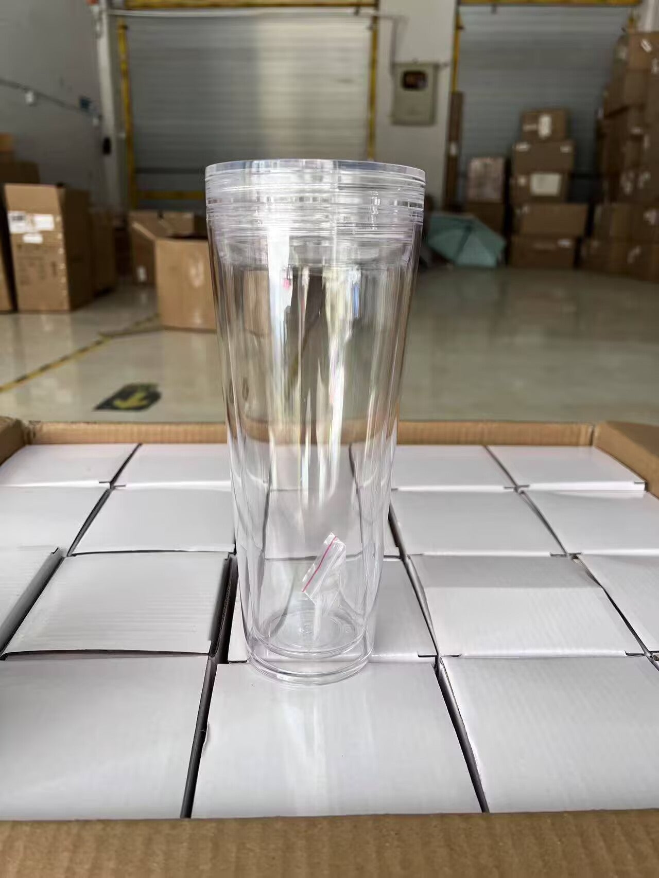 16oz 24oz Clear Pre Drilled Snow Globe Double Wall Plastic Acrylic Cups with Two Layers Lids-CNLCA