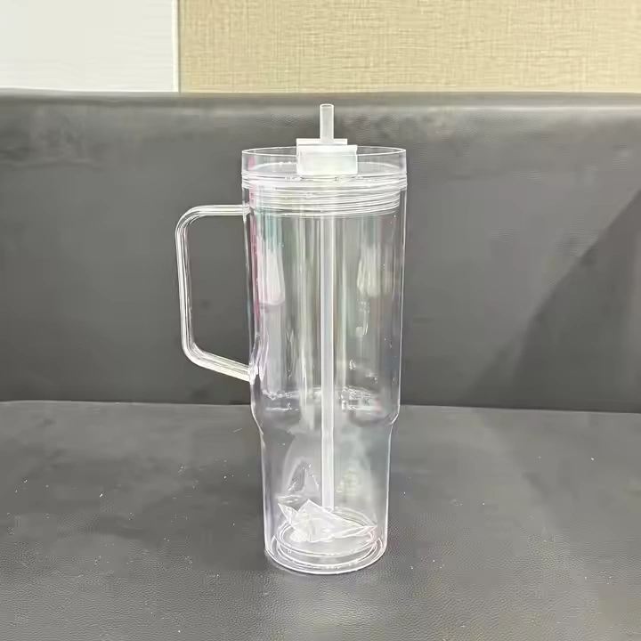 20 Pack 40oz Clear Pre Drilled Snow Globe Tumbler Double Wall Plastic Cups Mug-CNLCA