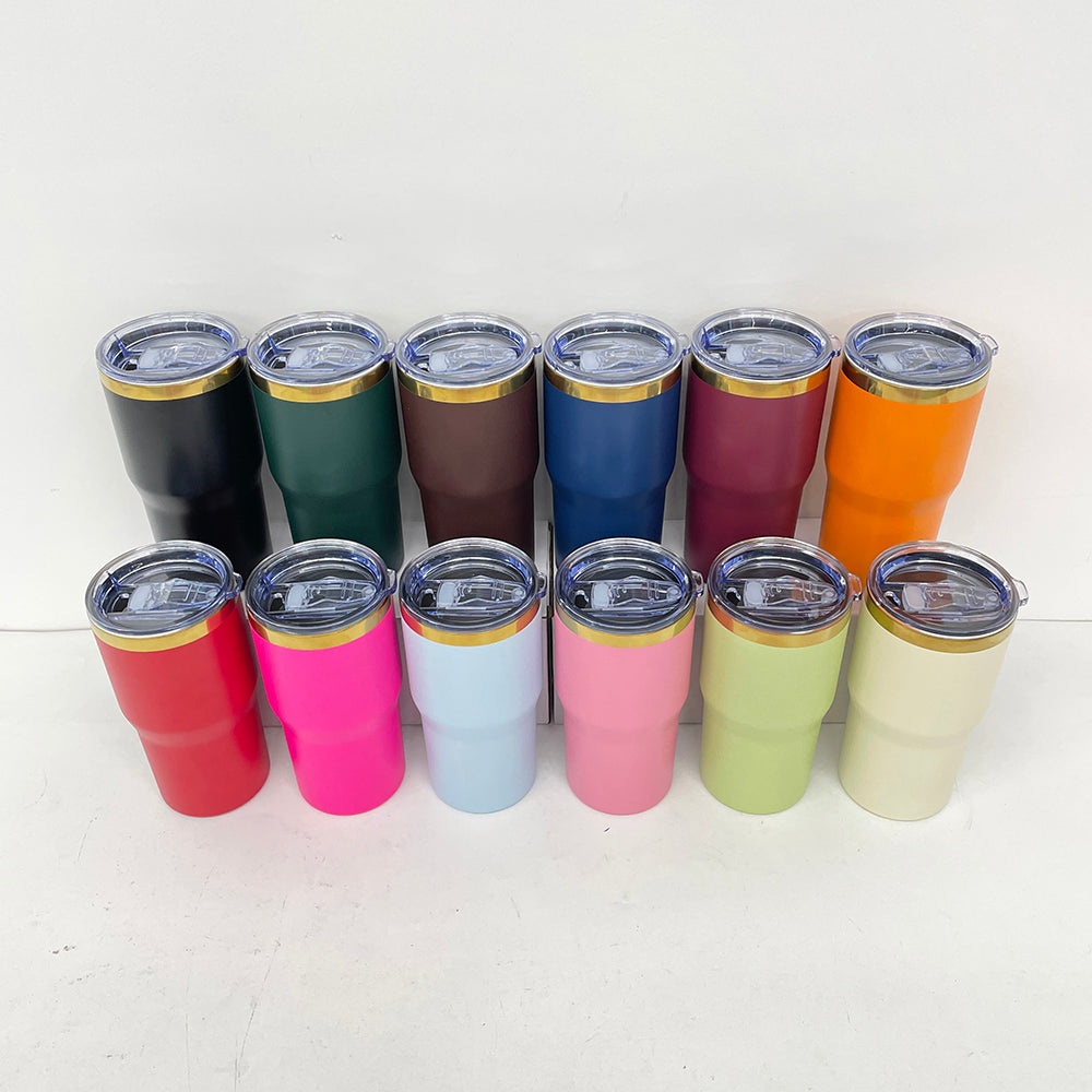 20oz Gold Plated Car Tumbler Travel Coffee Mug for Laser Engraving with Leakproof Slide Lid-CNLCA