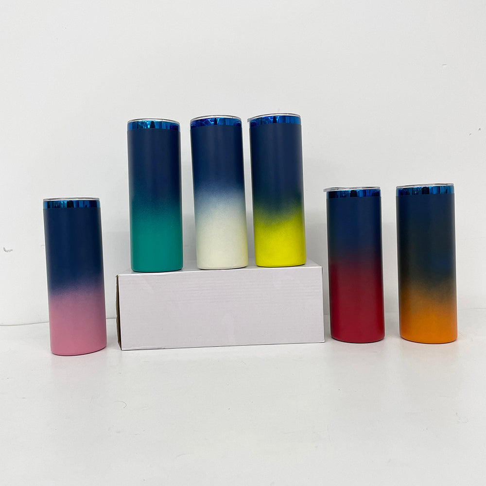 20oz Ombre Colors Blue Plated Undernetah Skinny Straight Tumbler For Laser Engrave-CNLCA