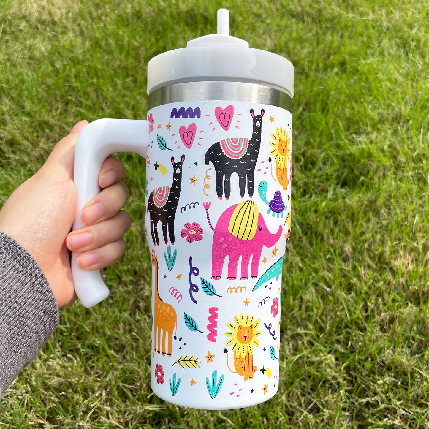 3D Cute Design Printed 20oz H2.0 Kids Tumbler Mug with Handle-CNLCA