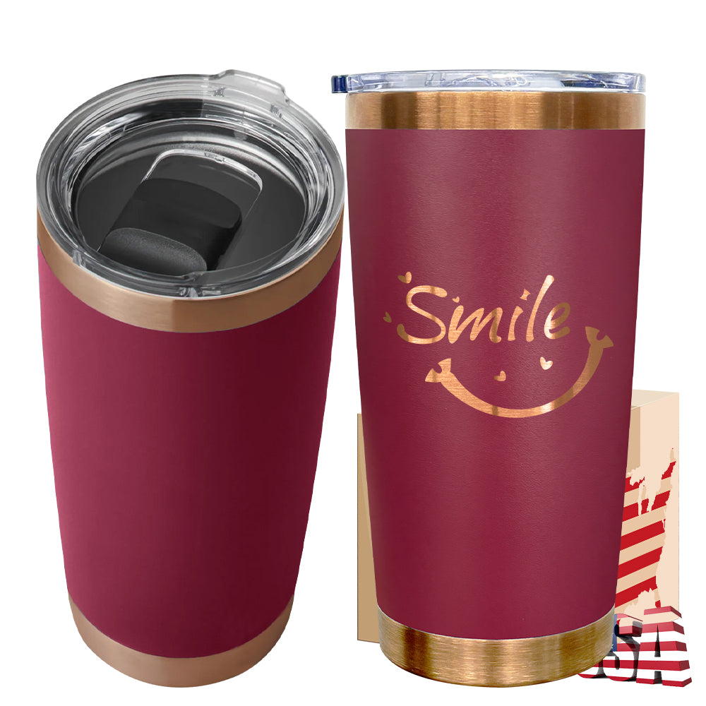 20oz Maroon Color Copper Plated Underneath Powder Coated Stainless Steel Car Tumbler-CNLCA