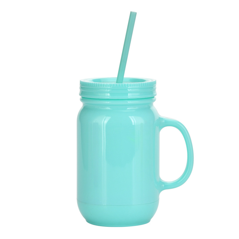 20oz Colorful Double Wall Plastic Rooster Cup Mason Jar With Handle-CNLCA