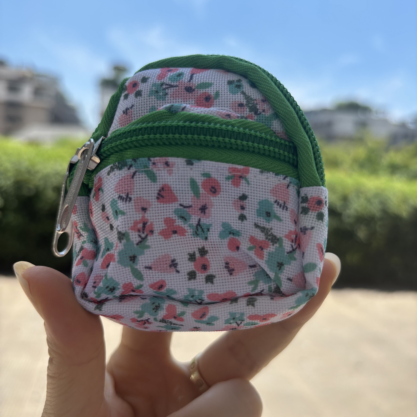 7.5*7.5*3CM Double Shoulder Zipper Small Money Pouch Keychain Mini Backpack Pendant-CNLCA