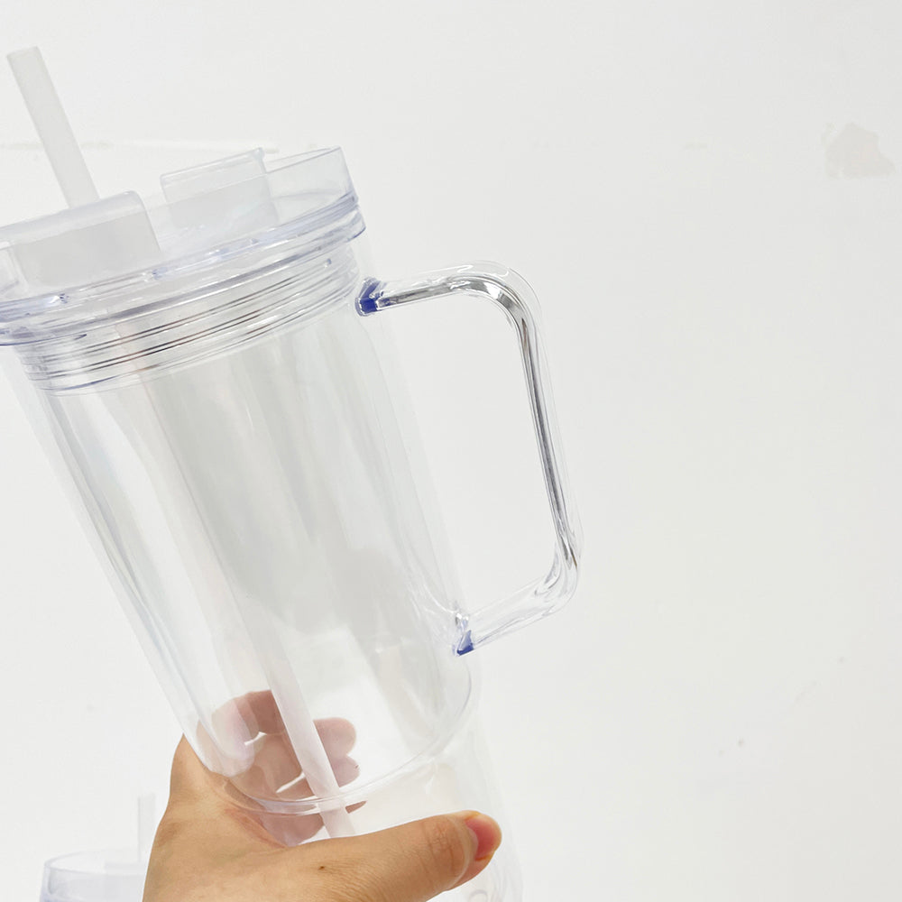 20 Pack 40oz Clear Pre Drilled Snow Globe Tumbler Double Wall Plastic Cups Mug-CNLCA