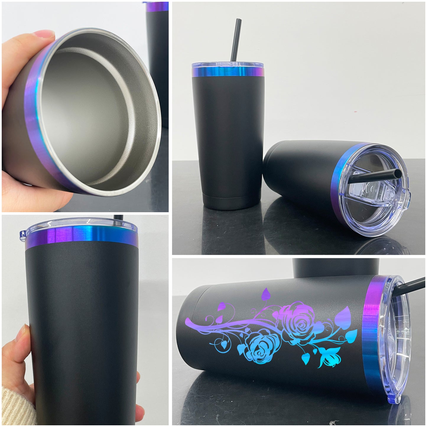 20oz Chroma Blue Purple Underneath Powder Coated Car Tumbler For Laser Engrave-CNLCA