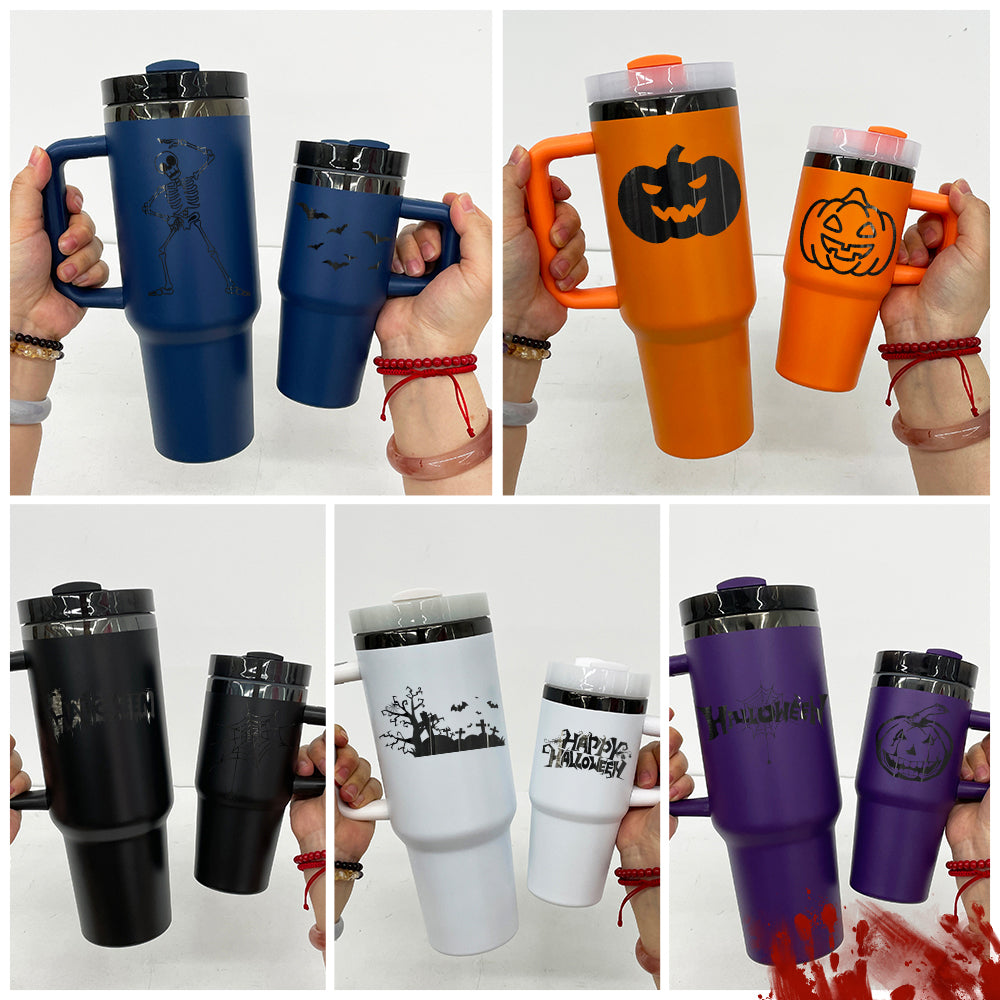 14oz Black Mirror Underneath Orange Color Powder Coating Kids Baby Tumblers for Laser Engrave-CNLCA