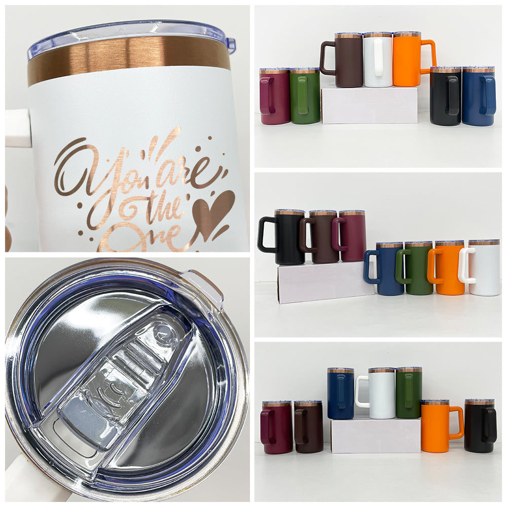 20oz Chubby Rainbow Copper Plated Underneath Car Tumbler Mug with Removable Handle For Laser-CNLCA