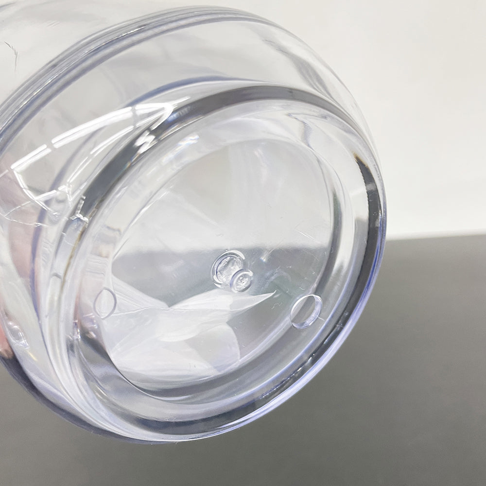 20oz Pre-drilled Double Wall Snow Globe Plastic Mason Jar With Handle and Plug-CNLCA