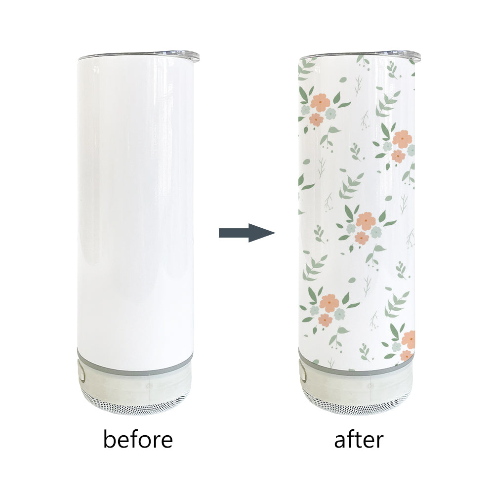 20oz White Blank Sublimation Glow In Dark Bluetooth Music Speaker Tumbler-CNLCA