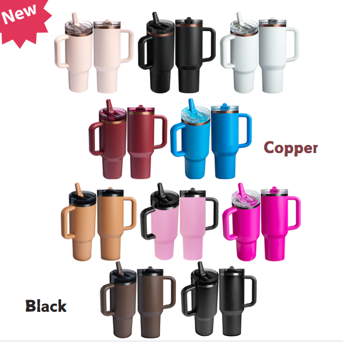 40oz Protour Black/Copper Plated Underneath Flip Straw Tumbler-CNLCA