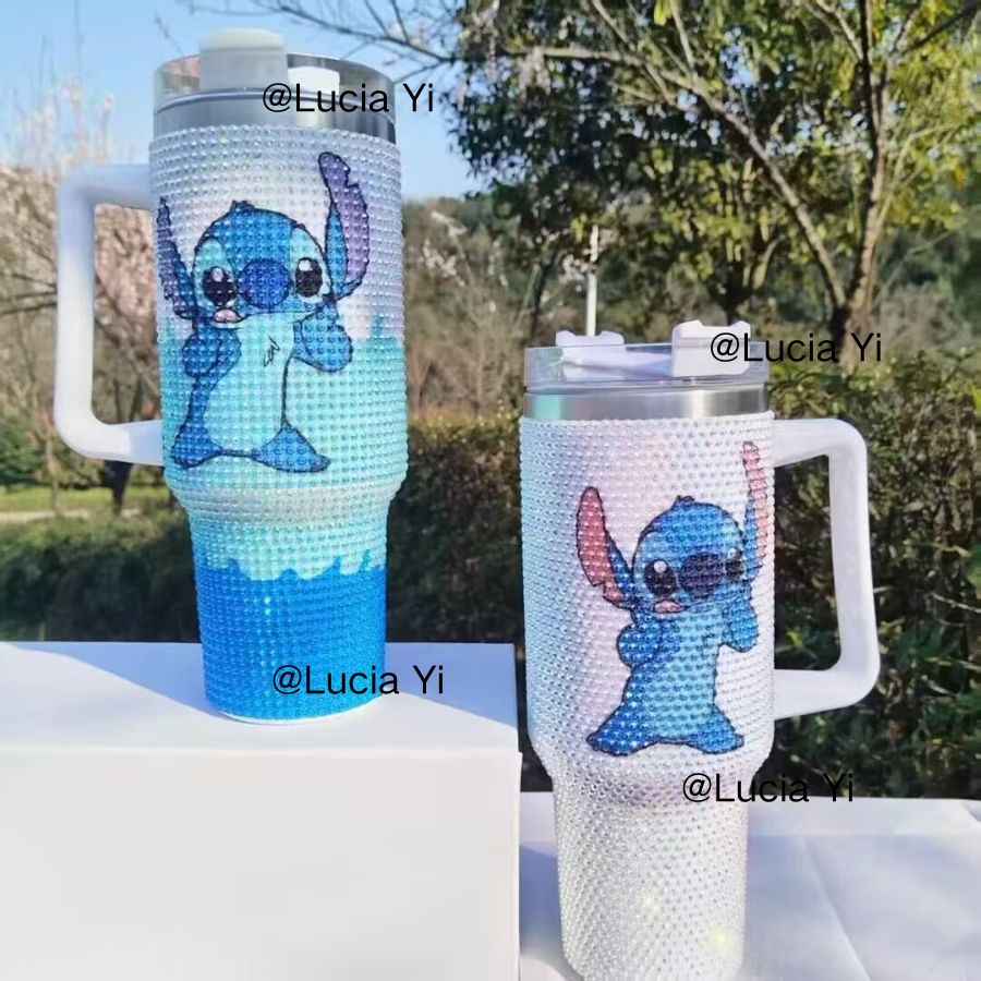 40oz Ombre Colors Stitch Rhinestone Bling Quencher Tumbler-CNLCA