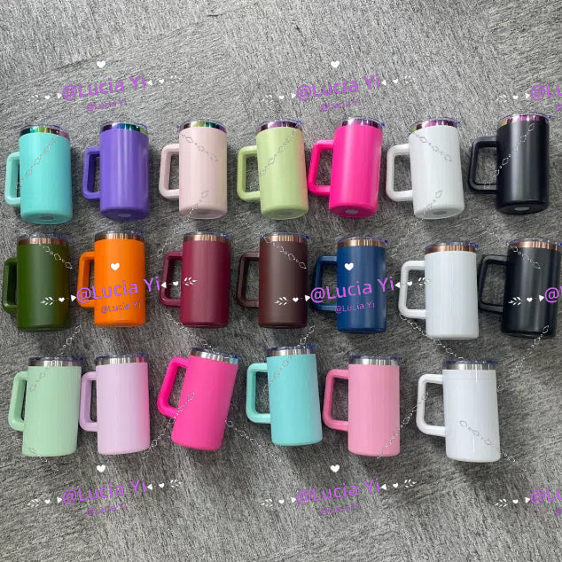 20oz Chubby Rainbow Copper Plated Underneath Car Tumbler Mug with Removable Handle For Laser-CNLCA