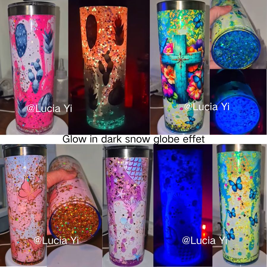 20oz Sublimation Blanks Pre Drilled Double Wall Snow Globe Plastic Outside White Stainless Steel Inside Straight Storyboard Tumbler -USLCA