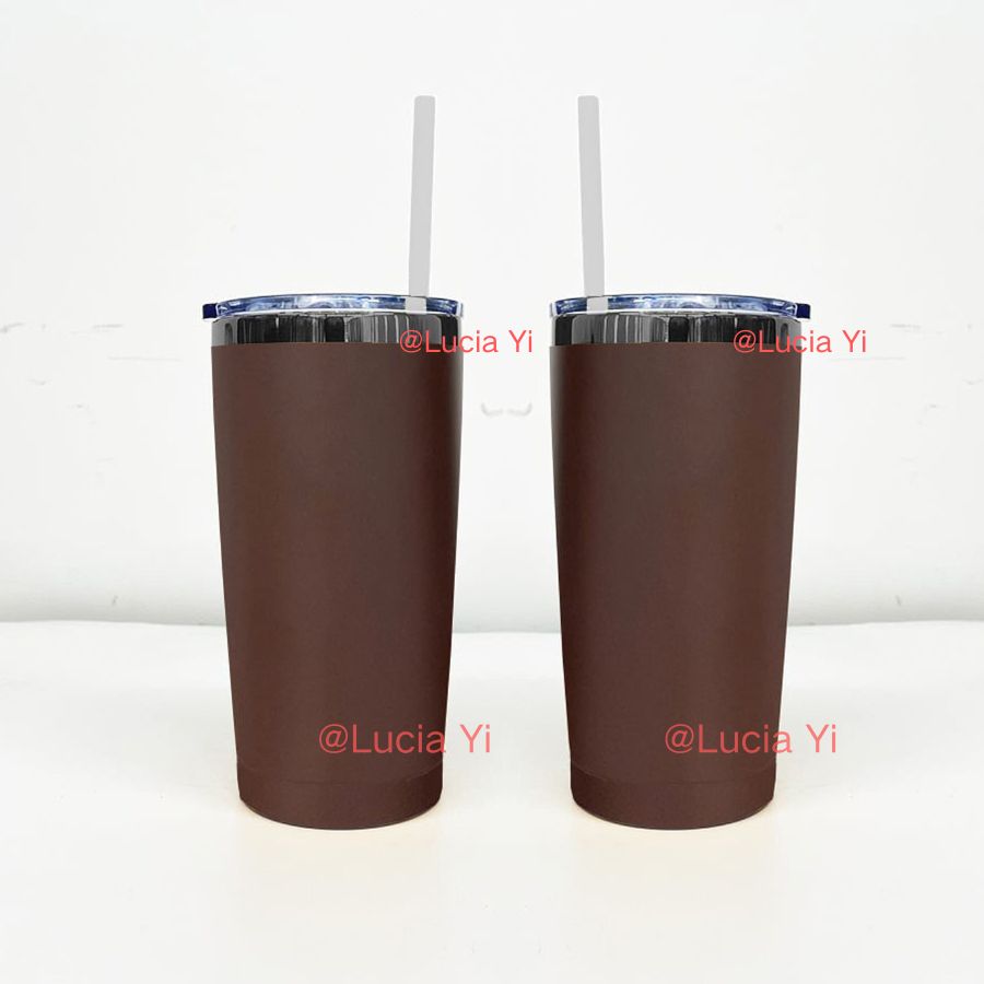 20oz Chocolate Color Black Underneath Powder Coated Car Tumbler For Laser Engrave-CNLCA