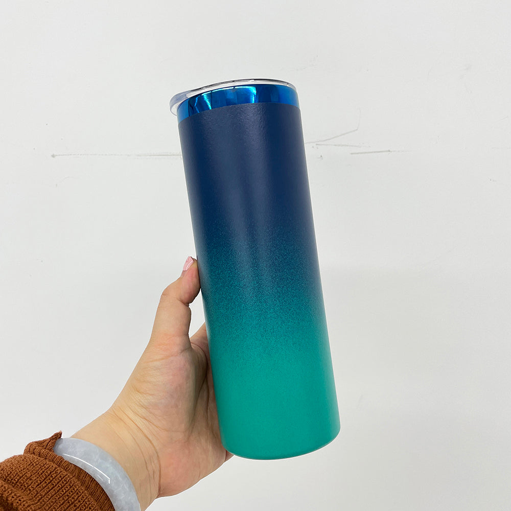 20oz Ombre Colors Blue Plated Undernetah Skinny Straight Tumbler For Laser Engrave-CNLCA