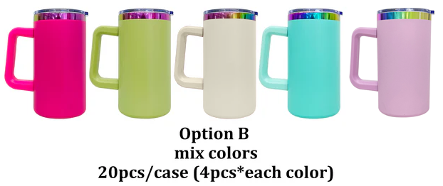 20oz Chubby Rainbow Copper Plated Underneath Car Tumbler Mug with Removable Handle For Laser-CNLCA