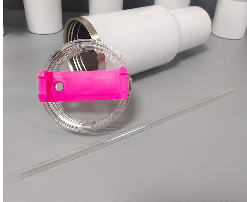 40oz H1.0 White Blank Sublimation Tumbler Travel Mug with Color Lid And Handle-CNLCA