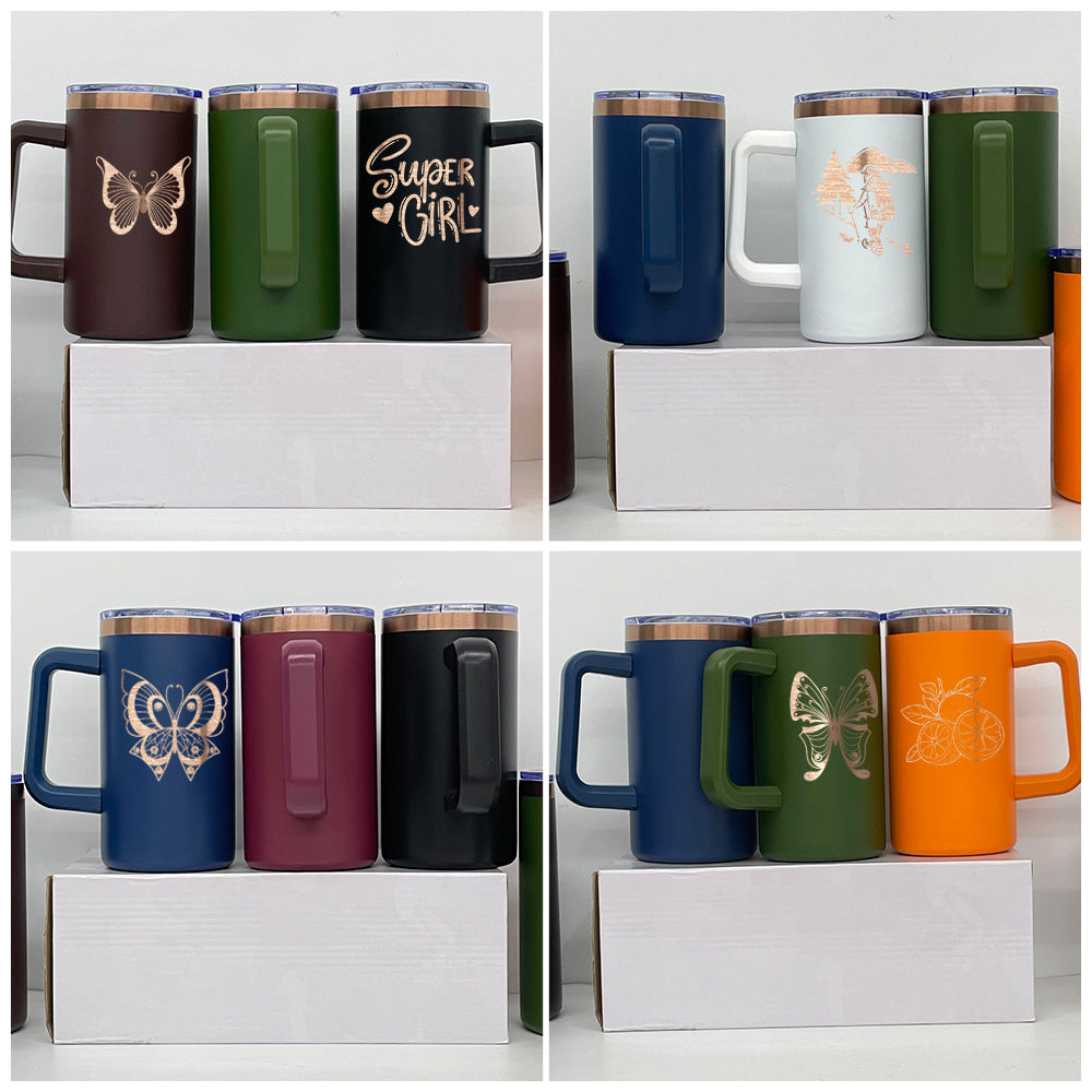 20oz Chubby Rainbow Copper Plated Underneath Car Tumbler Mug with Removable Handle For Laser-CNLCA