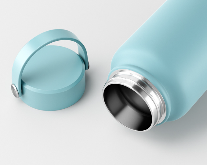 650ml 1000ml 1200ml Powder Coated Stainless Steel Water Bottle with Handle Lid-CNLCA