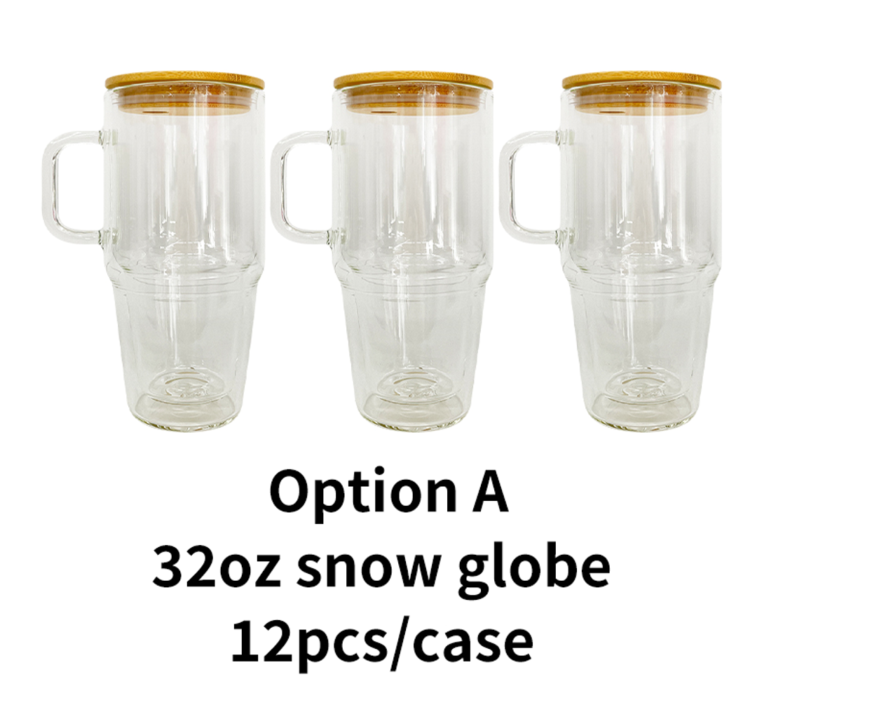 32oz 40oz Clear Double Wall Pre Drilled Snow Globe Glass Tumbler Cup Mug with Handle-CNLCA