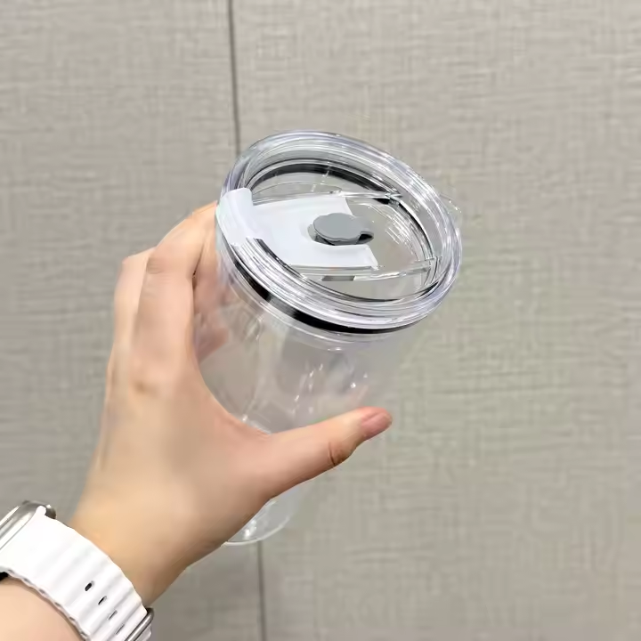 17oz Clear Double Wall Pre Drilled Snow Globe Plastic Tumbler Snowglobe Cup-CNLCA