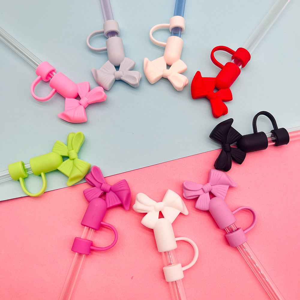 Cute Bowknot 10mm Straw Toppers Dust-proof Plug Straw Caps for Tumblers -CNLCA