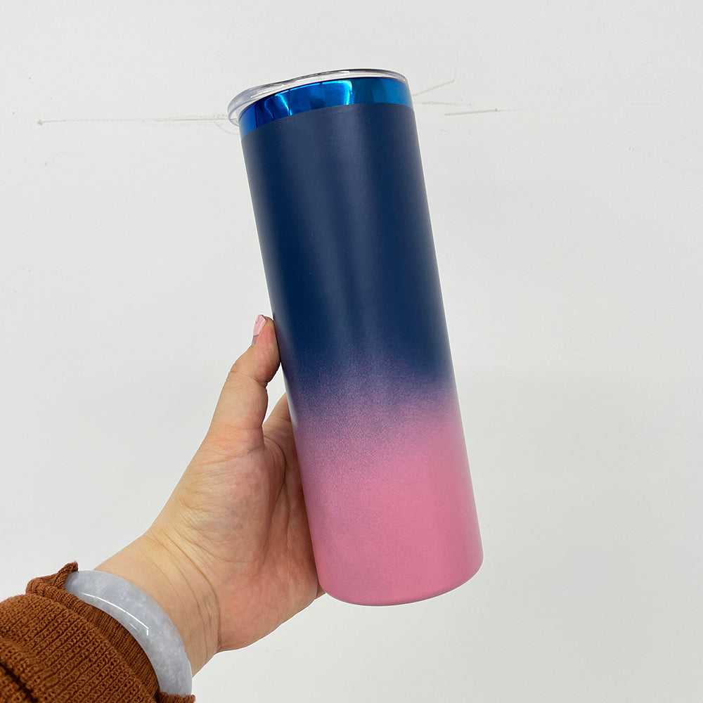 20oz Ombre Colors Blue Plated Undernetah Skinny Straight Tumbler For Laser Engrave-CNLCA