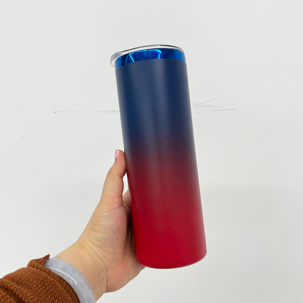 20oz Ombre Colors Blue Plated Undernetah Skinny Straight Tumbler For Laser Engrave-CNLCA