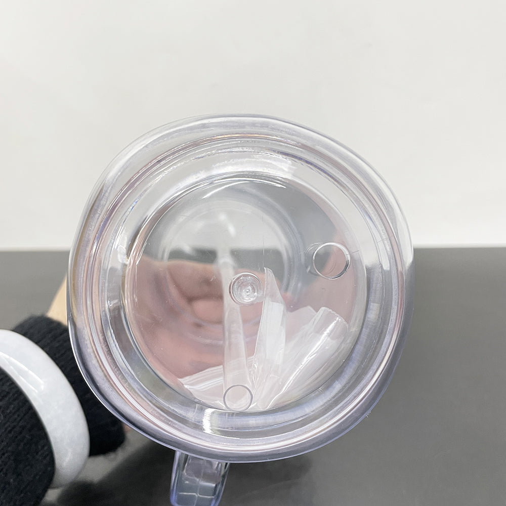20oz Pre-drilled Double Wall Snow Globe Plastic Mason Jar With Handle and Plug-CNLCA