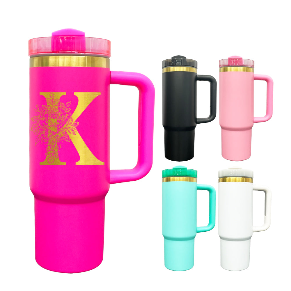 Powder Coated H2.0 30oz Sanding Gold Plated Underneath Quencher Tumbler For Laser Engraving-CNLCA