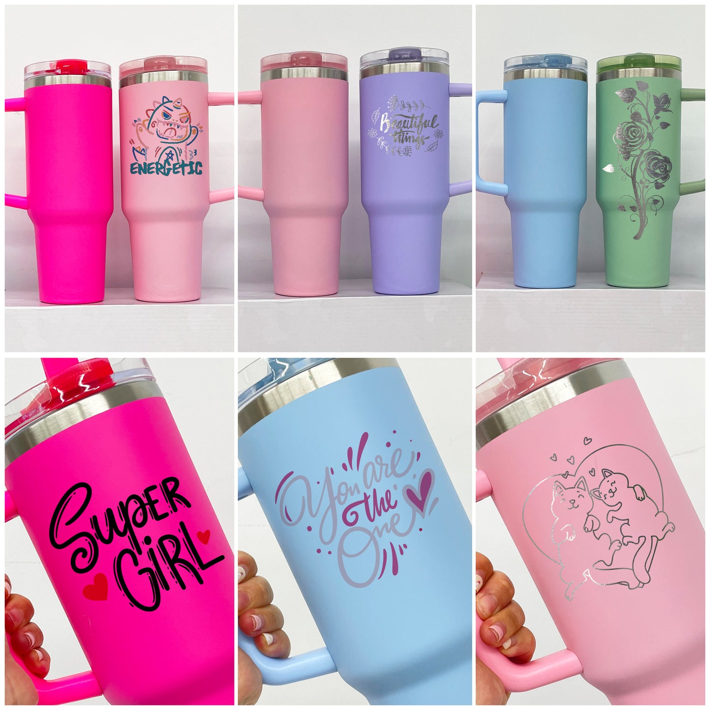 40oz Protour Blank Sublimation Flip Straw Macaroon Quencher Tumbler-CNLCA