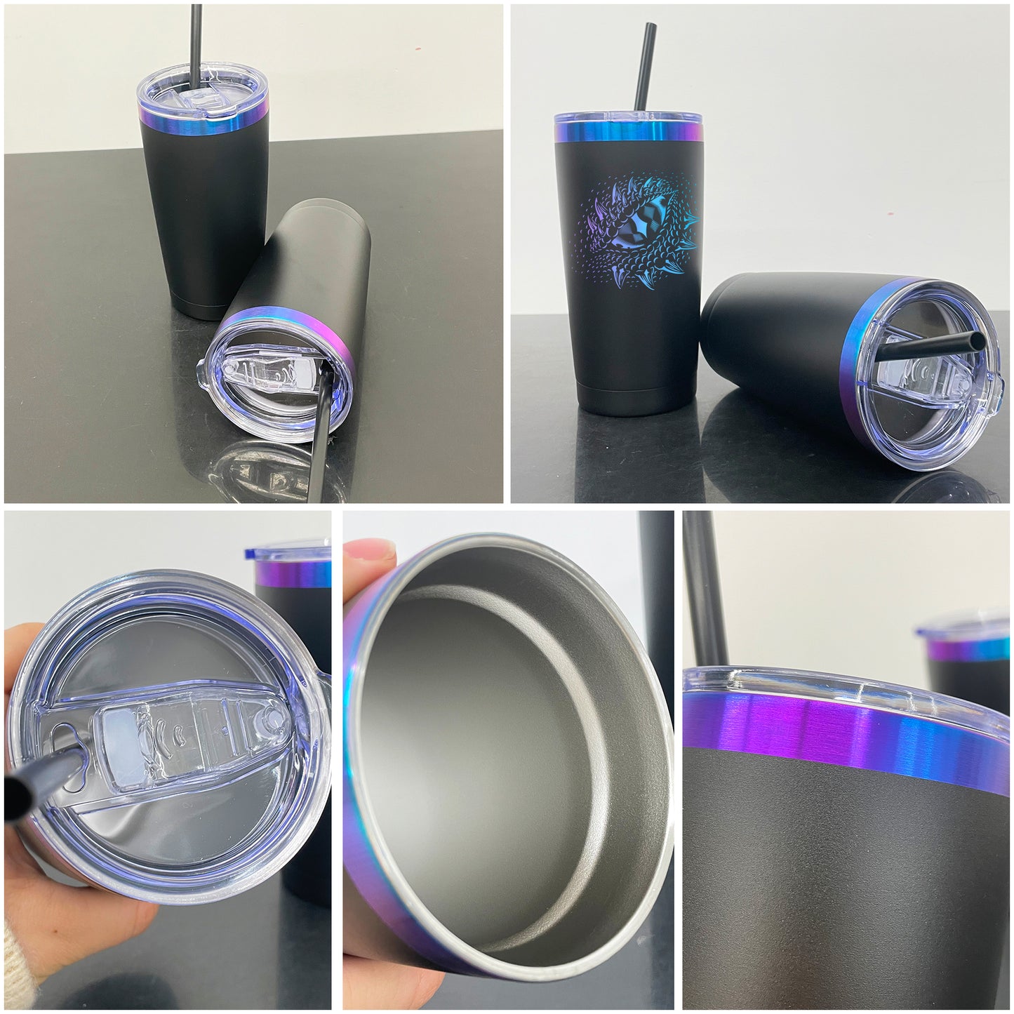 20oz Chroma Blue Purple Underneath Powder Coated Car Tumbler For Laser Engrave-CNLCA
