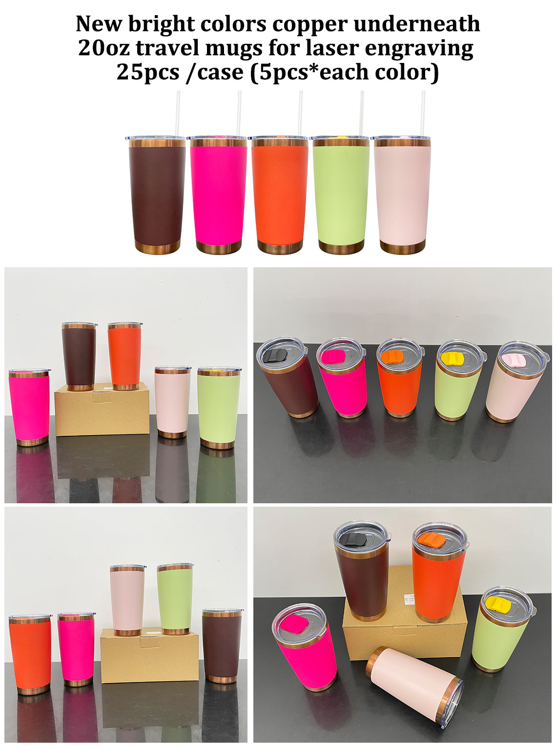 20oz New Color Copper Plated Underneath Powder Coated Yeti Style Car Tumbler Coffee Mugs-CNLCA