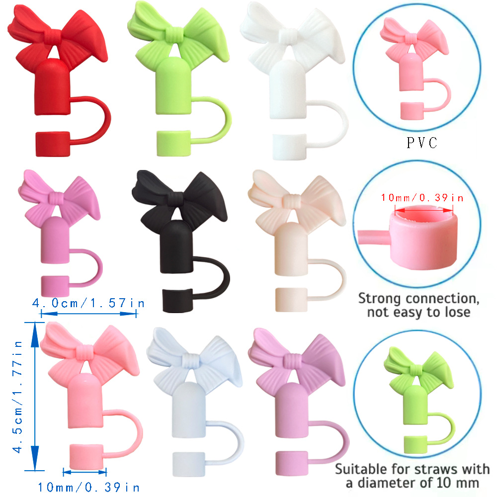 Cute Bowknot 10mm Straw Toppers Dust-proof Plug Straw Caps for Tumblers -CNLCA