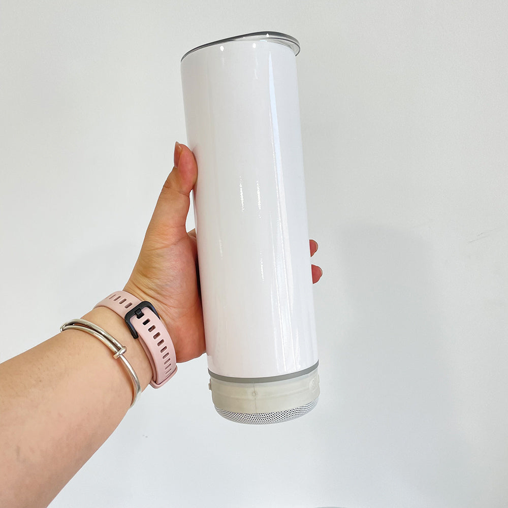 20oz White Blank Sublimation Glow In Dark Bluetooth Music Speaker Tumbler-CNLCA
