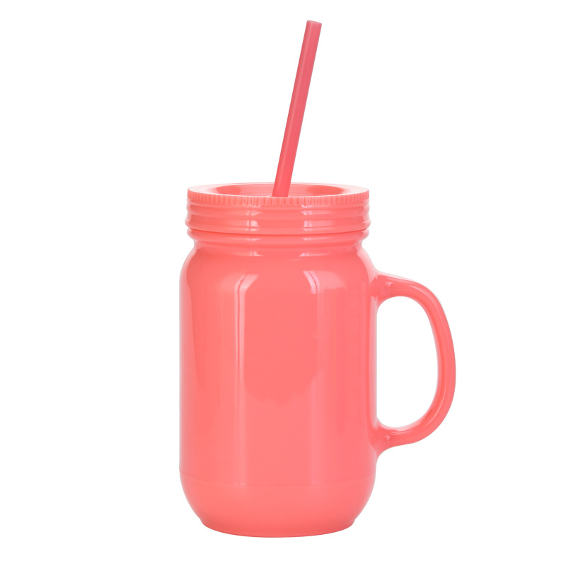 20oz Colorful Double Wall Plastic Rooster Cup Mason Jar With Handle-CNLCA