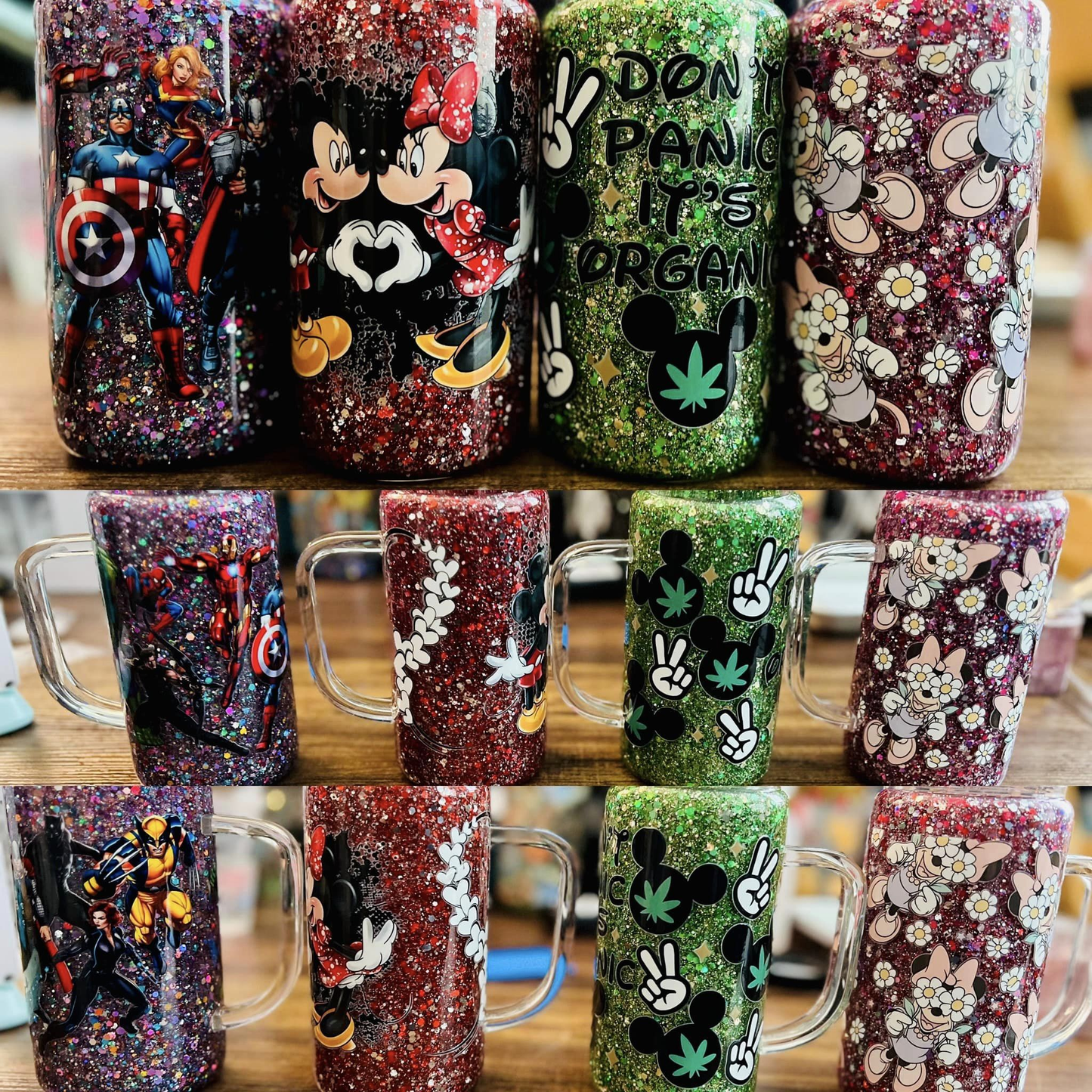 12oz 15oz 20oz Snow Globe Double Wall Glass Cans Mugs With Bamboo Lid- USLCA