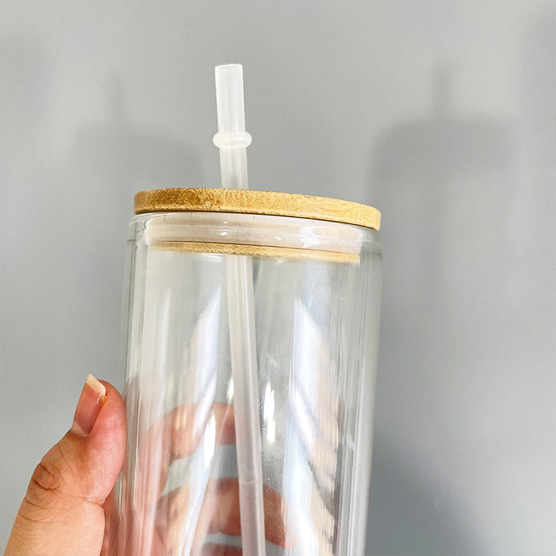 12oz 15oz 20oz Blank Sublimation Snow Globe Double Wall Glass Can With Bamboo Lid-CNLCA
