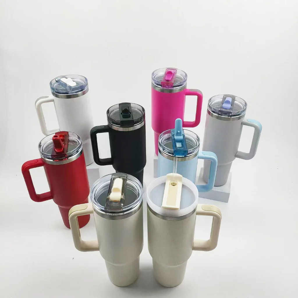 Presale 40oz ProTour Flip Straw Powder Coated Qencher Tumblers With Double Lids-CNLCA