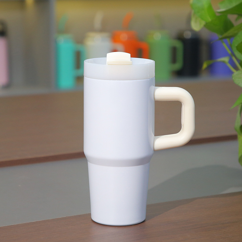 14oz White Blank Sublimation School Kids Tumbler with Color Handle-CNLCA