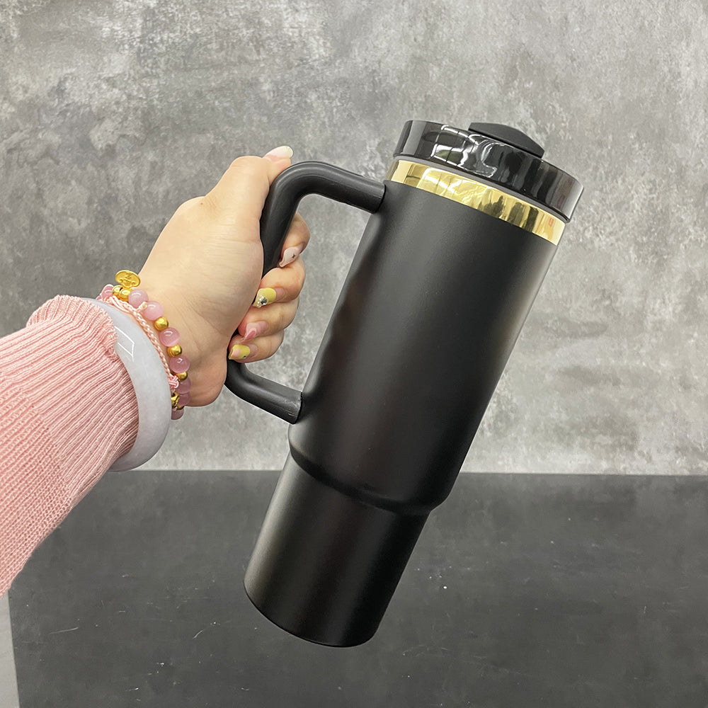 30oz Mirror Gold Plated Underneath Powder Coated H2.0 Quencher Tumblers For Laser Engraving -CNLCA