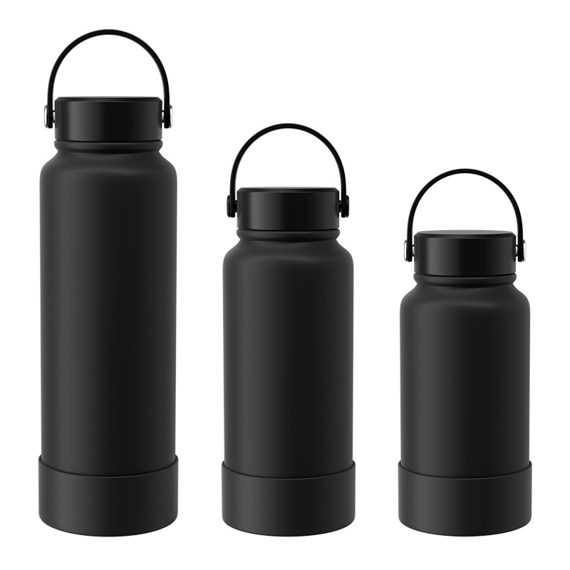 650ml 1000ml 1200ml Powder Coated Stainless Steel Water Bottle with Handle Lid-CNLCA