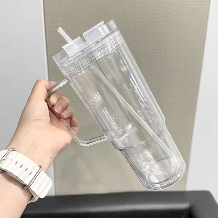 20 Pack 40oz Clear Pre Drilled Snow Globe Tumbler Double Wall Plastic Cups Mug-CNLCA