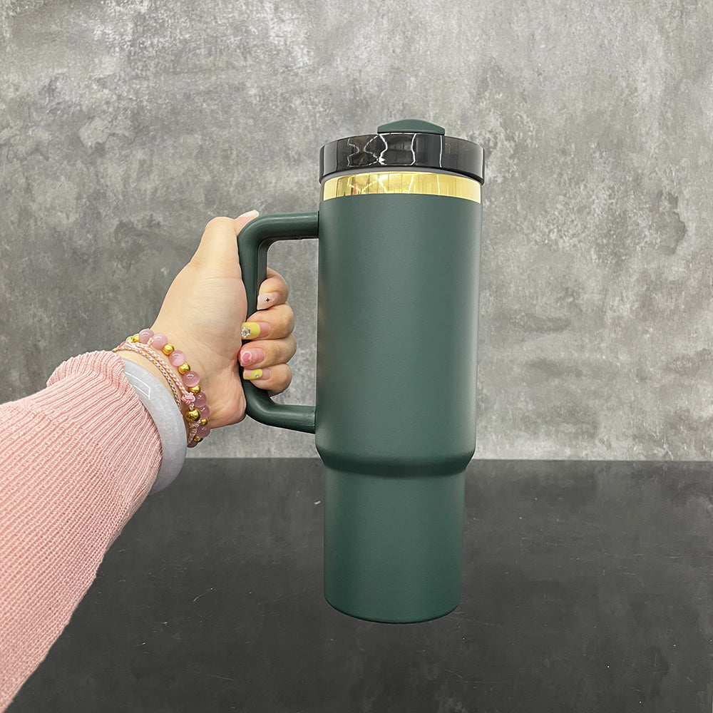 30oz Mirror Gold Plated Underneath Powder Coated H2.0 Quencher Tumblers For Laser Engraving -CNLCA