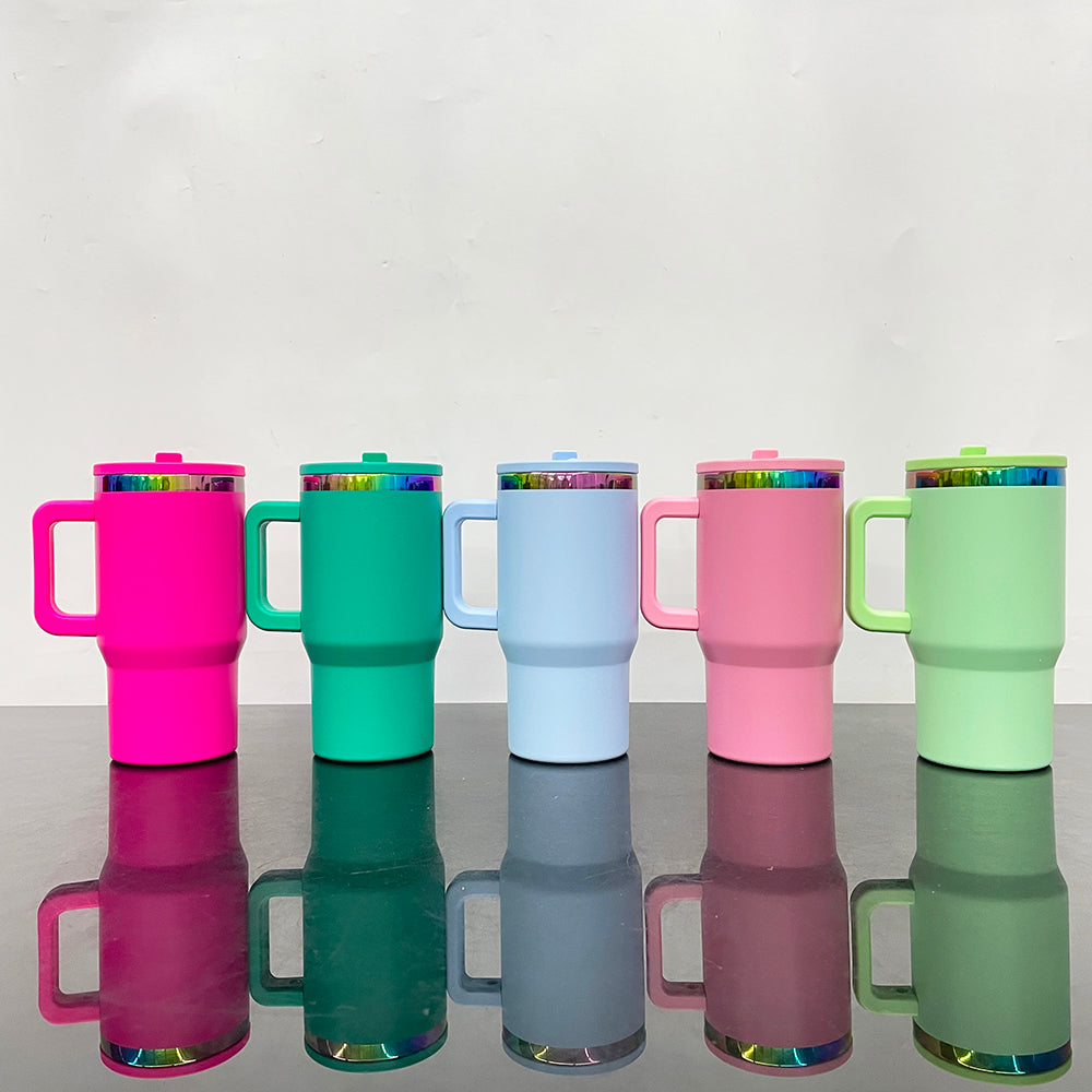 10 Pack 20oz Power Coated Rainbow Plated Underneath Tumbler With Leak Proof Lid-CNLCA