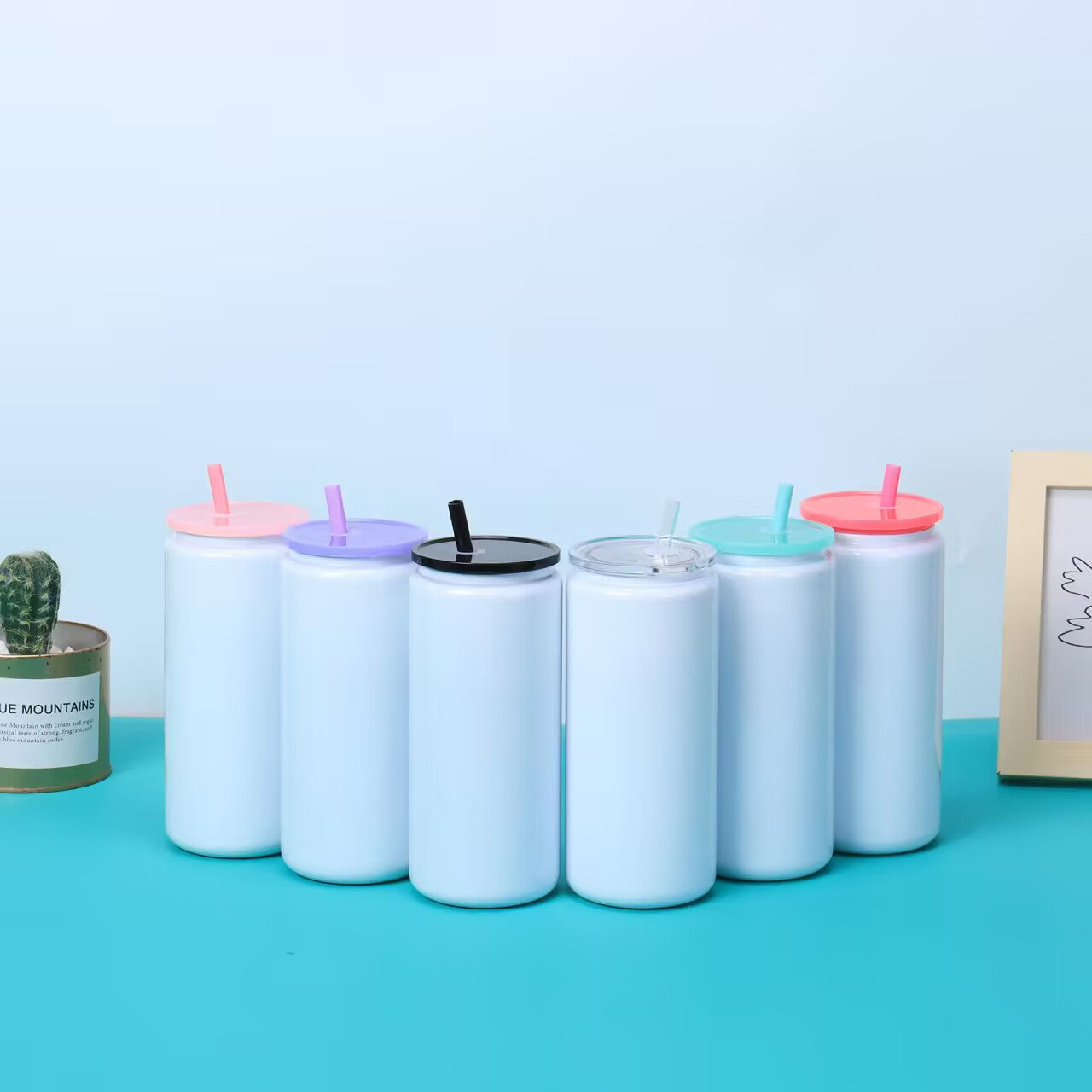 16oz White Blank Sublimation Stainless Steel Metal Can Tumbler -CNLCA