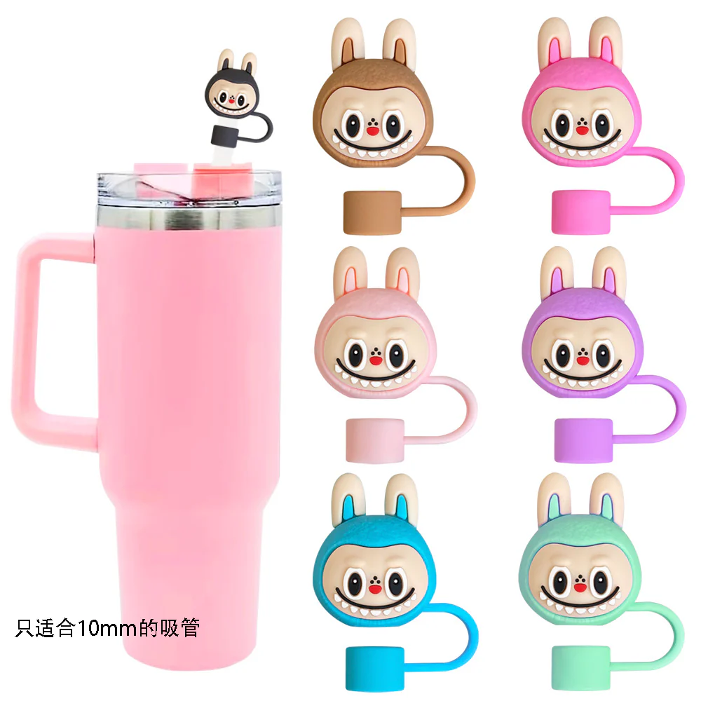 Cute LABUBU 10mm Straw Toppers Dust-proof Plug Straw Caps for Tumblers -CNLCA