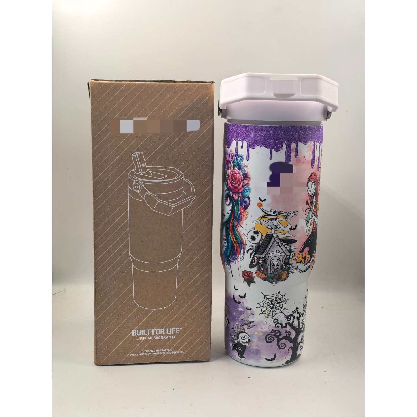 30oz Glow in the Dark Halloween/Stitch Design Stainess Steel Stanley Style Flip Straw Tumbler-CNLCA