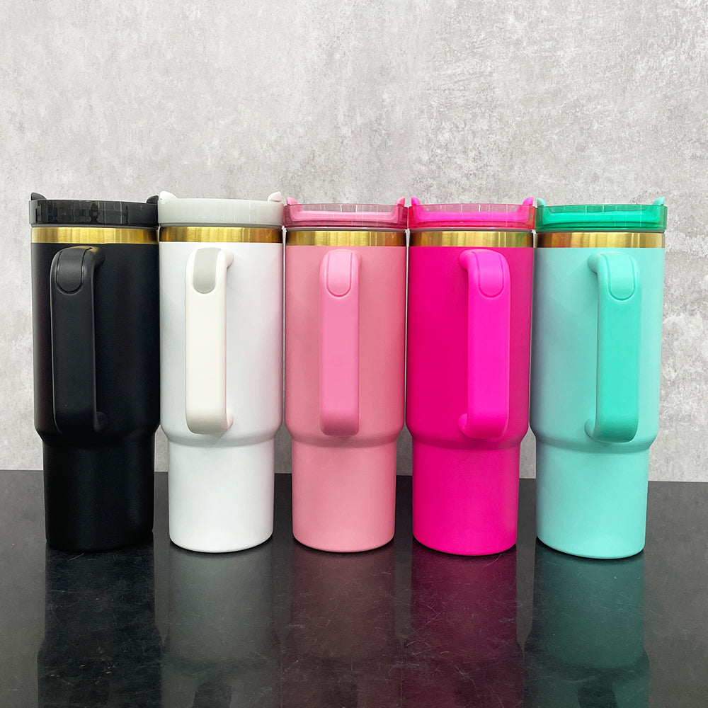 Powder Coated H2.0 30oz Sanding Gold Plated Underneath Quencher Tumbler For Laser Engraving-CNLCA